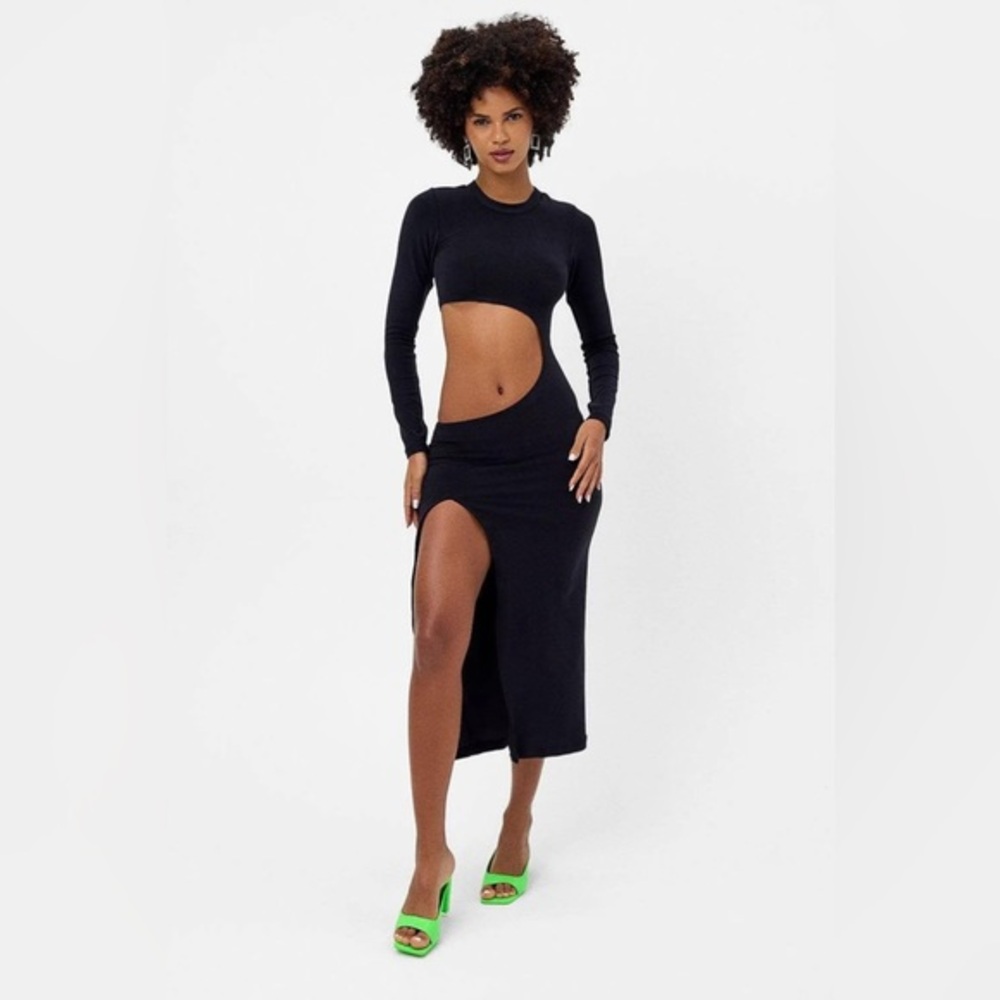 Frankies Bikinis NWT Carolina Cutout Midi Dress Women’s Size XL Black Terry